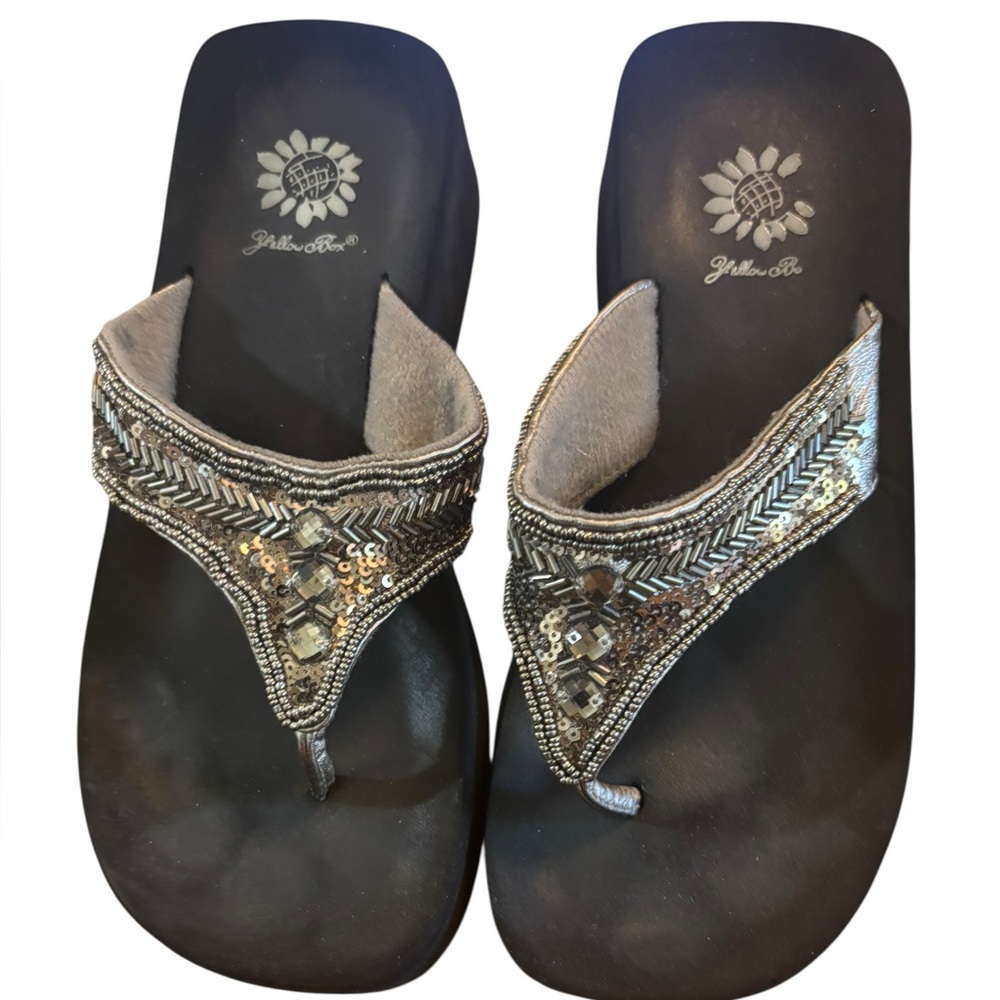 Yellow Box Pewter Embellished Sandals - Picture 2 of 5